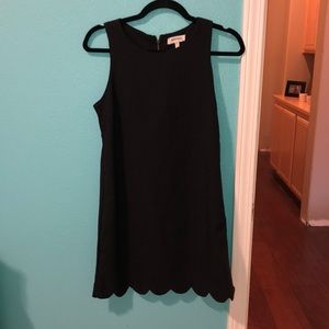 Scalloped black chiffon dress